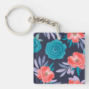 Turquise Ro & Coral Flowers med Pastel Löv