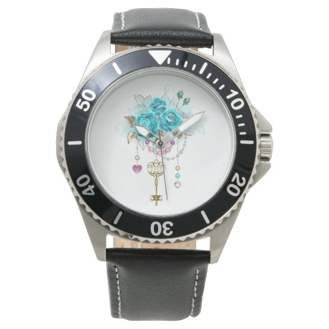 Turquise Ro med Nycklar Armbandsur (Framsida)