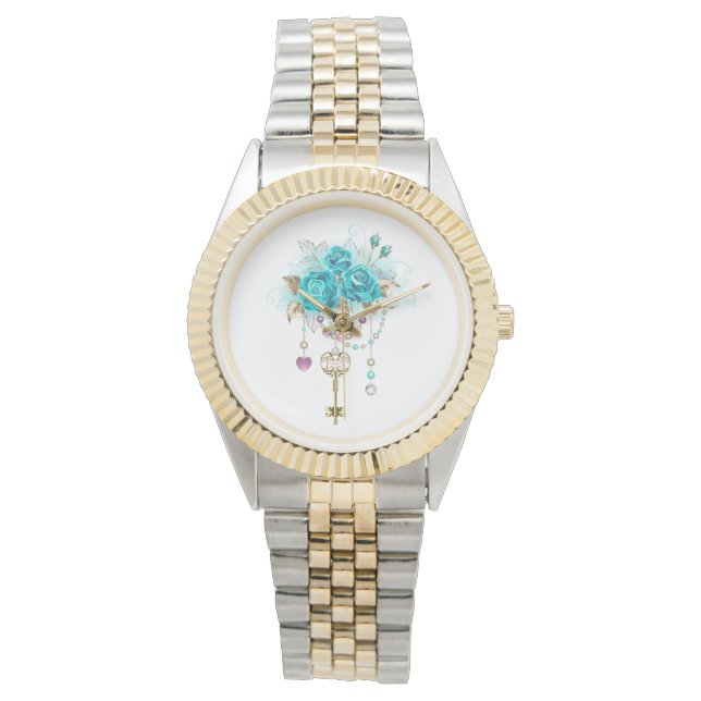 Turquise Ro med Nycklar Armbandsur (Framsida)