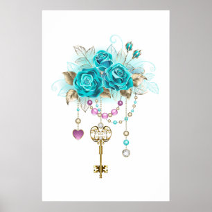 Turquise Ro med Nycklar Poster