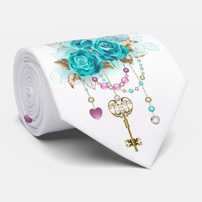 Turquise Ro med Nycklar Slips (Rullad)