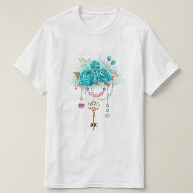 Turquise Ro med Nycklar T Shirt (Design framsida)