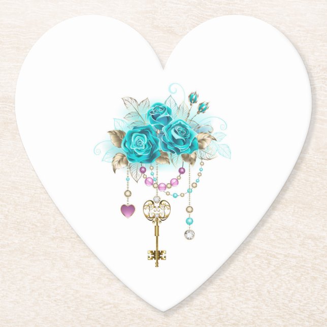 Turquise Ro med Nycklar Underlägg Papper (Framsida)