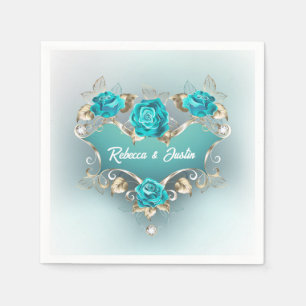 Turquise Ro Tiffany Blommigt Modern Boho Napkins Pappersservett
