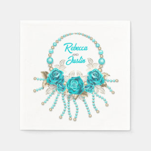Turquise Ro Tiffany Blommigt Modern Boho Napkins Pappersservett