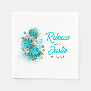 Turquise Ro Tiffany Blommigt Modern Boho Pappersservett