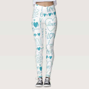 Turquise Roligt och Modern Kärlek och Hearts Leggings