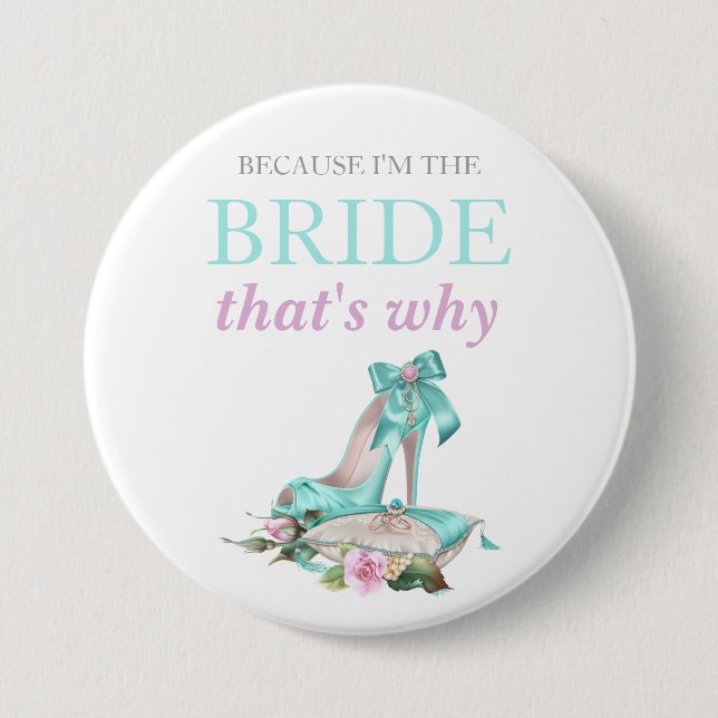 Turquise Rosa Bride Stiletto Ro Satin Pillow Knapp (Framsida)