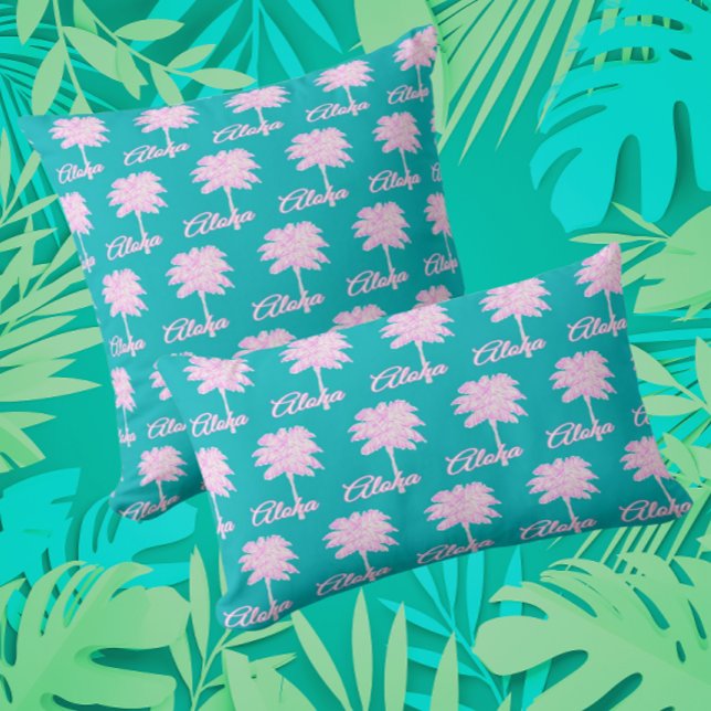 Turquise Rosa White Handflatan Aloha Tropical Kudde (A touch of the islands!)
