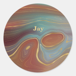 Turquise Rust och Tan Agate Titta med Guld Runt Klistermärke