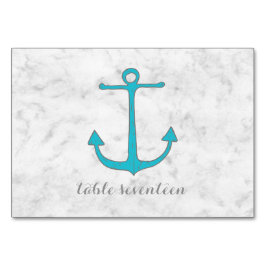 Turquise Rustic Anchor Bröllop Bord Bordsnummer