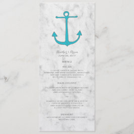Turquise Rustic Anchor Bröllop Menu Meny