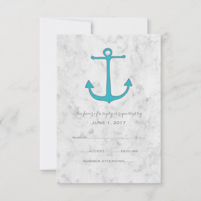 Turquise Rustic Anchor-Bröllop OSA-kort OSA Kort (Framsida)