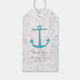 Turquise Rustic Anchor Bröllop Presentetikett