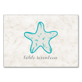 Turquise Rustic Starfish Bröllop Bord Bordsnummer