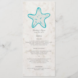 Turquise Rustic Starfish Bröllop Menu Meny