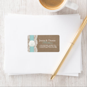 Turquise Sand Dollar Beach Wedding Collection Adressetikett