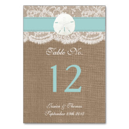 Turquise Sand Dollar Beach Wedding Collection Bordsnummer