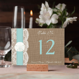 Turquise Sand Dollar Beach Wedding Collection Bordsnummer