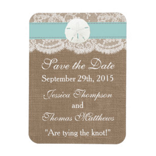 Turquise Sand Dollar Beach Wedding Collection Magnet