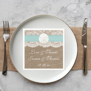 Turquise Sand Dollar Beach Wedding Collection Pappersservett