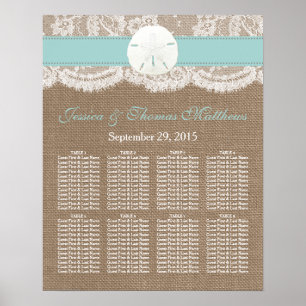 Turquise Sand Dollar Beach Wedding Collection Poster