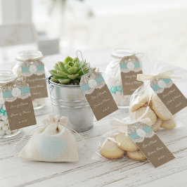 Turquise Sand Dollar Beach Wedding Collection Presentetikett