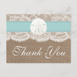Turquise Sand Dollar Beach Wedding Collection Vykort