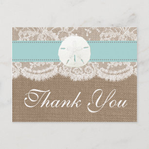 Turquise Sand Dollar Beach Wedding Collection Vykort