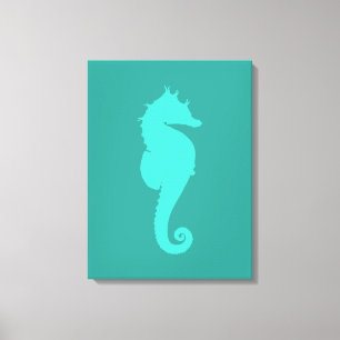 Turquise Sea Horse Canvastryck
