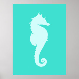 Turquise Sea Horse Poster