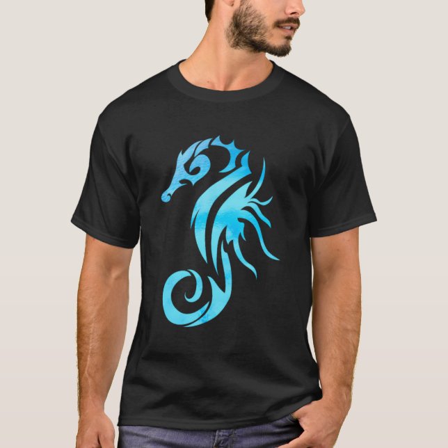 Turquise Seahorse Ocean Design T Shirt (Framsida)