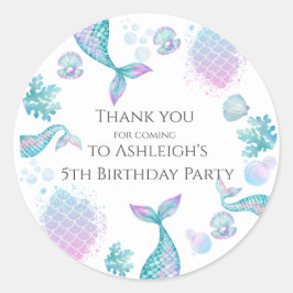 Turquise Sjöjungfru ThMeed Födelsedagsfest Sticker Runt Klistermärke