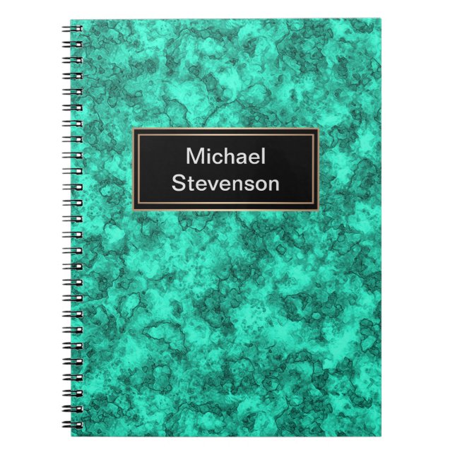 Turquise smart marmor mönster anteckningsbok (Framsidan)
