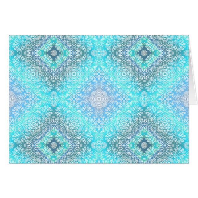 Turquise Snöre Mandala Hälsningskort (Framsidan Horizontal)