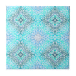 Turquise Snöre Mandala Kakelplatta