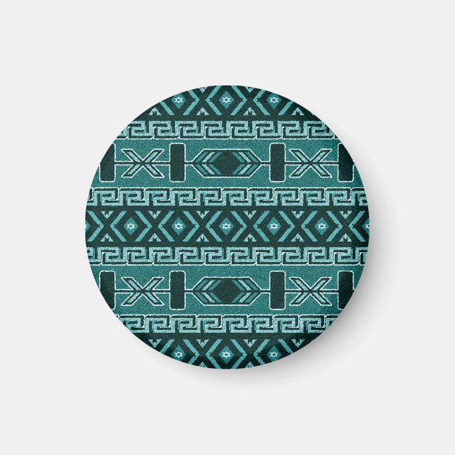 Turquise Southwest Tribal Aztec Mönster Magnet (Framsidan)