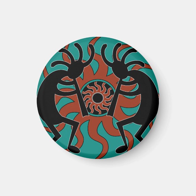 Turquise SouthWestern Design Kokopelli Magnet (Framsidan)