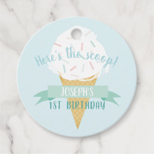 Turquise Sprinkles Ice Cream Birthday Tack Gåvor Etiketter