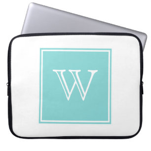 Turquise Square Monogram Laptop Fodral