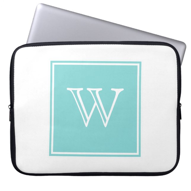 Turquise Square Monogram Laptop Fodral (Framsidan)