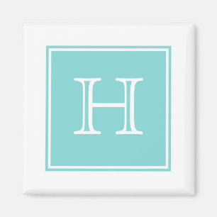 Turquise Square Monogram Magnet
