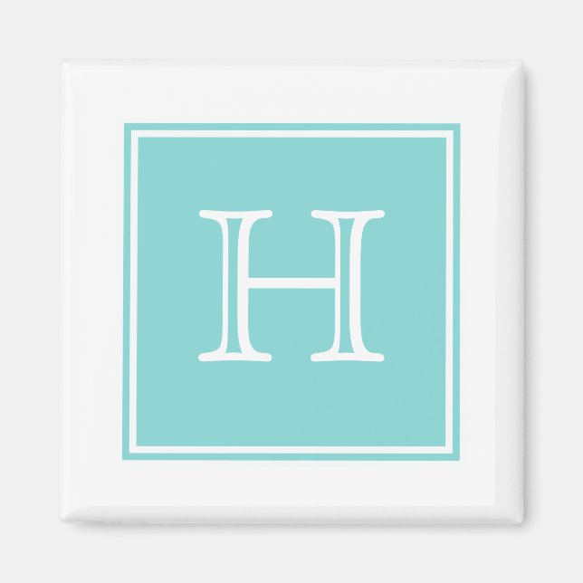 Turquise Square Monogram Magnet (Framsidan)