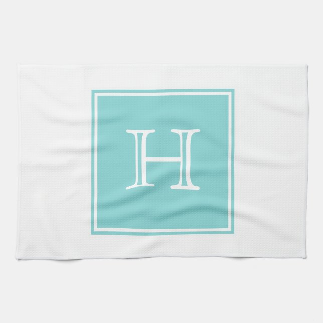 Turquise Square Monogram Towel Kökshandduk (Horisontell)