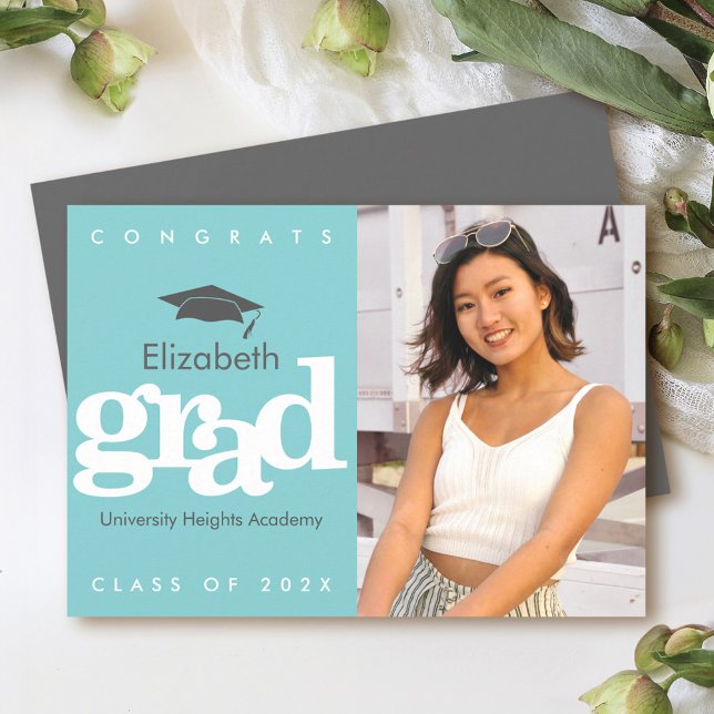 Turquise studenten-fotot-grått-sockel modern fet meddelande (Skapare uppladdad)