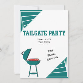 Turquise Tailgate Ribs Vingar Dancing Party Inbjudningar