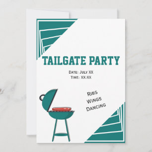 Turquise Tailgate Ribs Vingar Dancing Party Inbjudningar