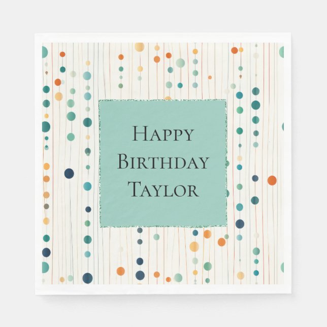 Turquise Tangerine Circles and Linjer Pappersservett (Framsidan)