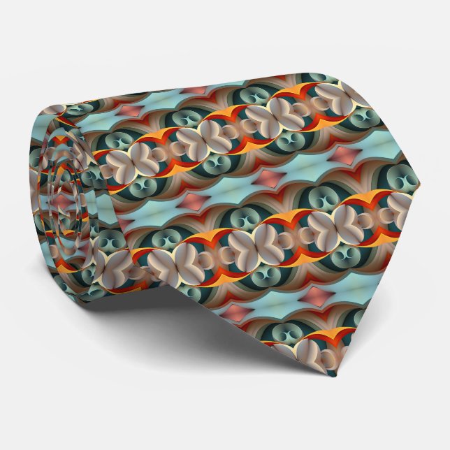 Turquise Tangerine Teal Mönster Neck Tie Slips (Rullad)