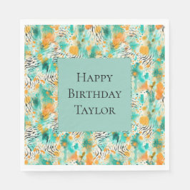 Turquise Tangerine Zebra Abstrakt Pappersservett